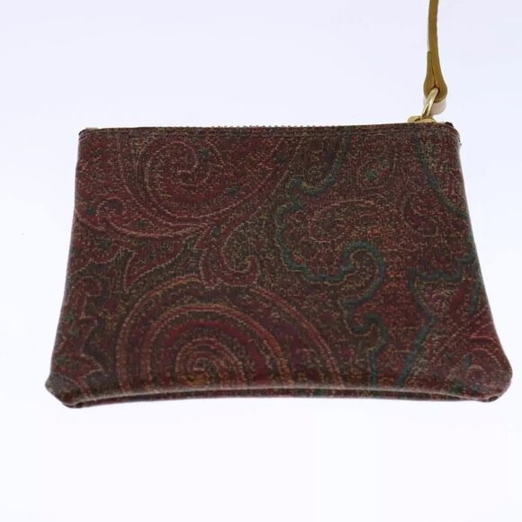 ETRO Paisley Shoulder Bag PVC Leather Brown Gold - Picture 11 of 15